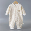 Infant and toddler pure cotton class a onesies, spring and autumn styles, long-sleeved rompers for baby boys and girls, seamless cartoon hooded pajamas, children's clothing
