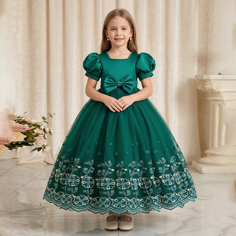 Flower girl wedding dress evening dress cross-border wedding female host retrogirldress lace clothing in stock wholesale