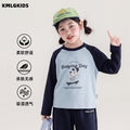 Girls' autumn clothing  new loose color block little girl's clothes long sleeve t-shirt kids cartoon print top