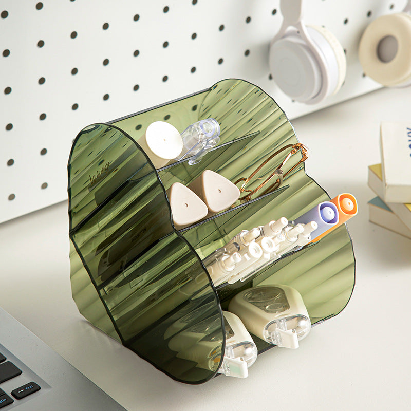 Love pen holder storage box, multi-functional makeup brush, lipstick, eyebrow pencil, grid rack, cosmetic storage cylinder, desktop.