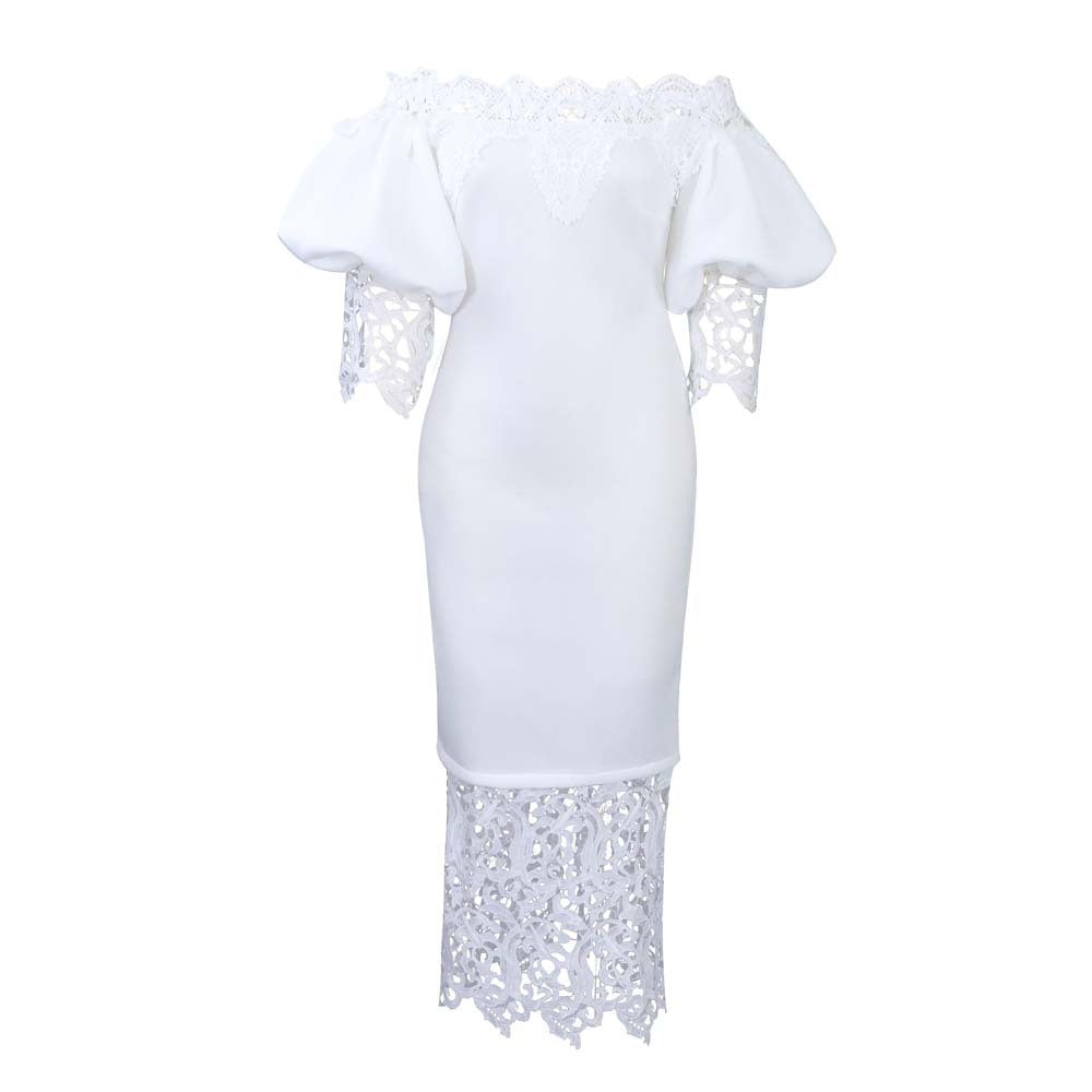 European and american plus size women's new fashionable and elegant lace patchwork off-the-shoulder bridesmaid dress/evening gown - wholesale dress