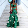 2025 spring/summer new european and american amazon aliexpress printed bandeau two-piece set with camisole and midi skirt