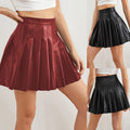 Ebay  best selling pu pleated skirt summer sexy skirt elegancehigh waist leather skirt fashion style cross-border