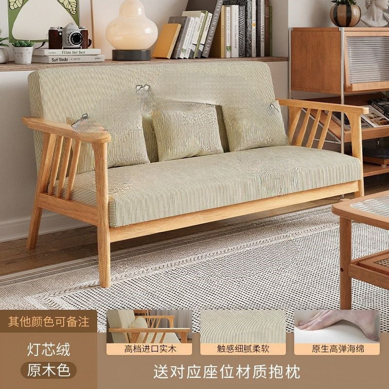 Scandinavian style solid wood single sofa chair living room for home rental house small casual lazy sofa modern casual