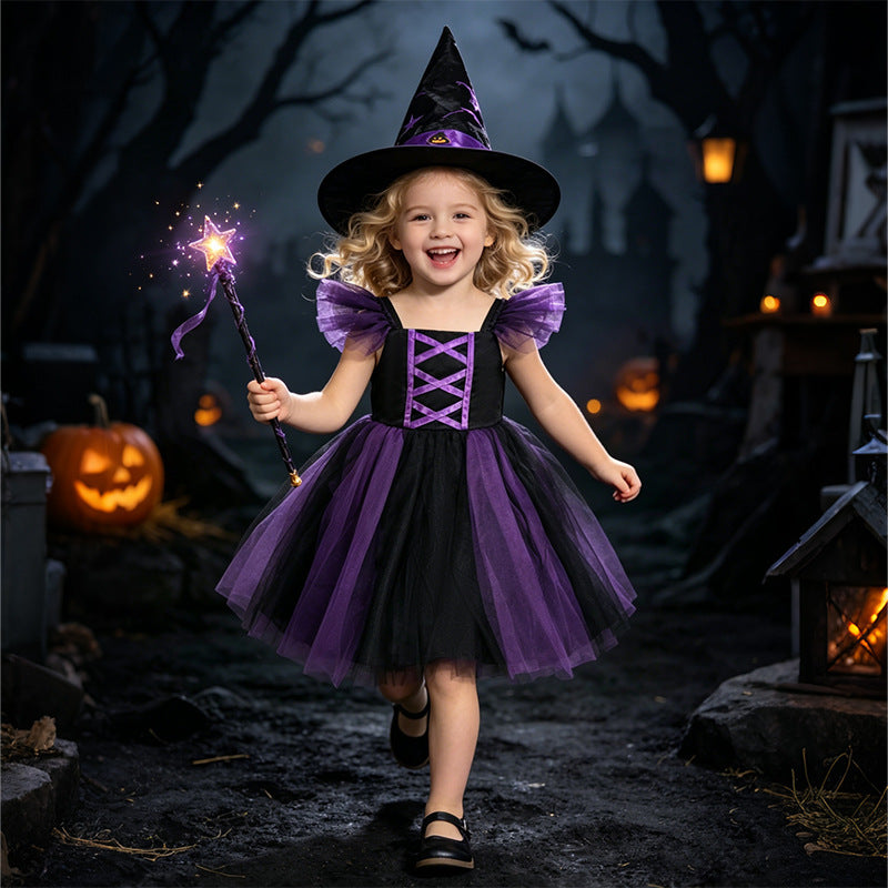 Halloween baby girl dress - dark style, flutter sleeves, tulle, birthday, first birthday party, carnival - in stock & wholesale
