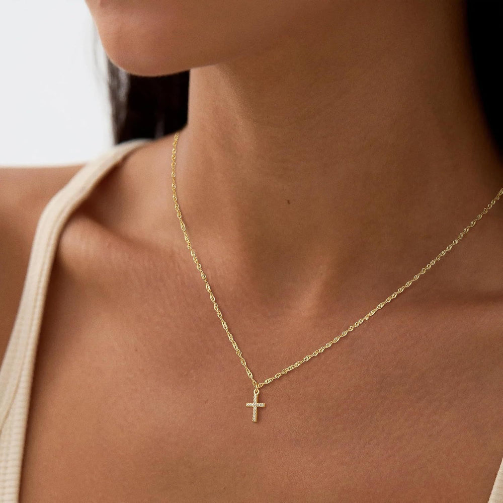 Bestselling european and american new arrival: diamond-studded cross pendant necklace - women's choker, minimalist fashion, commute-ready, exquisite jewelry accessory