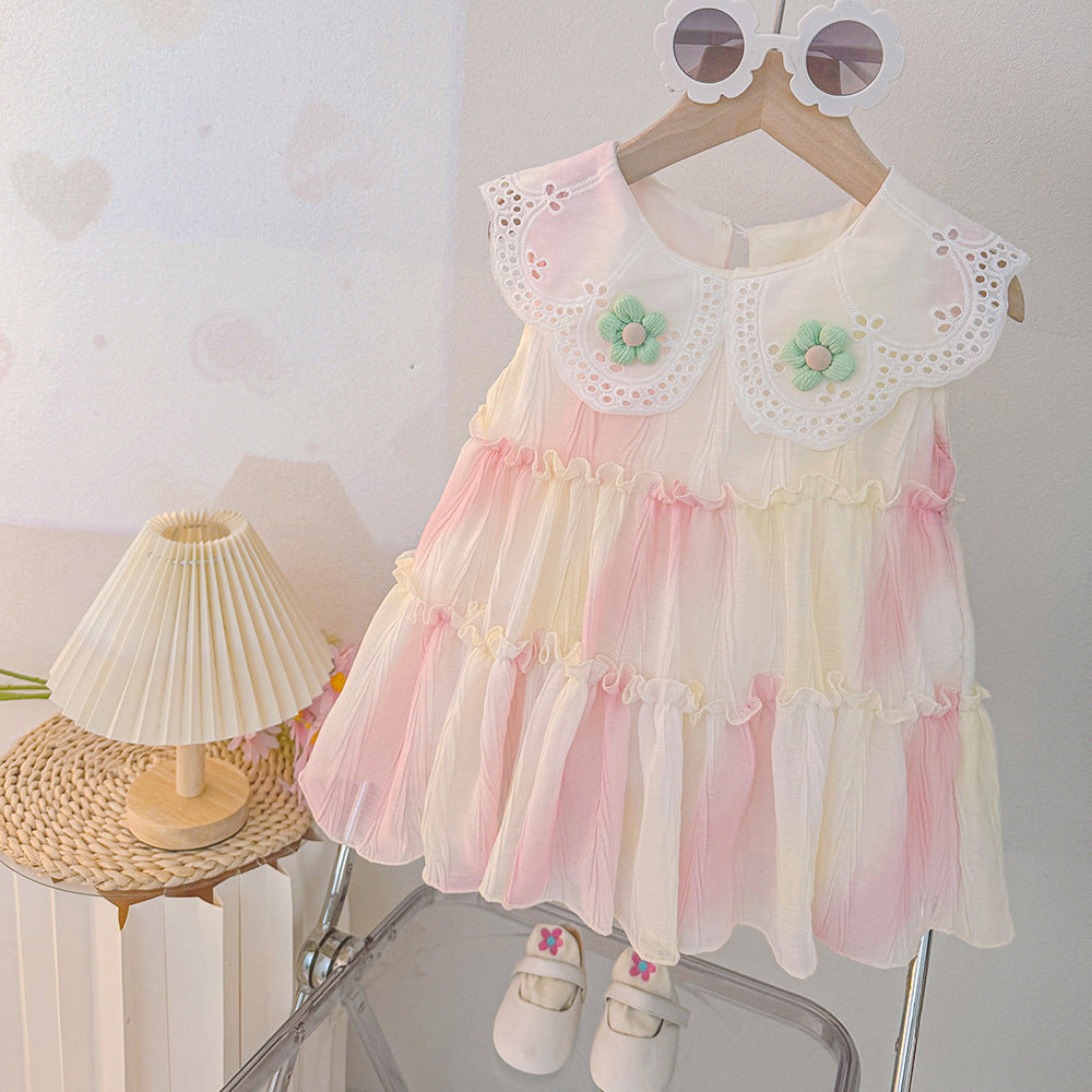 Baby girl summer new dress  new fashion gradient sweet princess style dress girls summer outfit