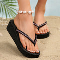 2025 new trendy & chic women's summer sandals: fashionable rhinestone-embellished flip-flops with thick soles, perfect for dressing up or lounging