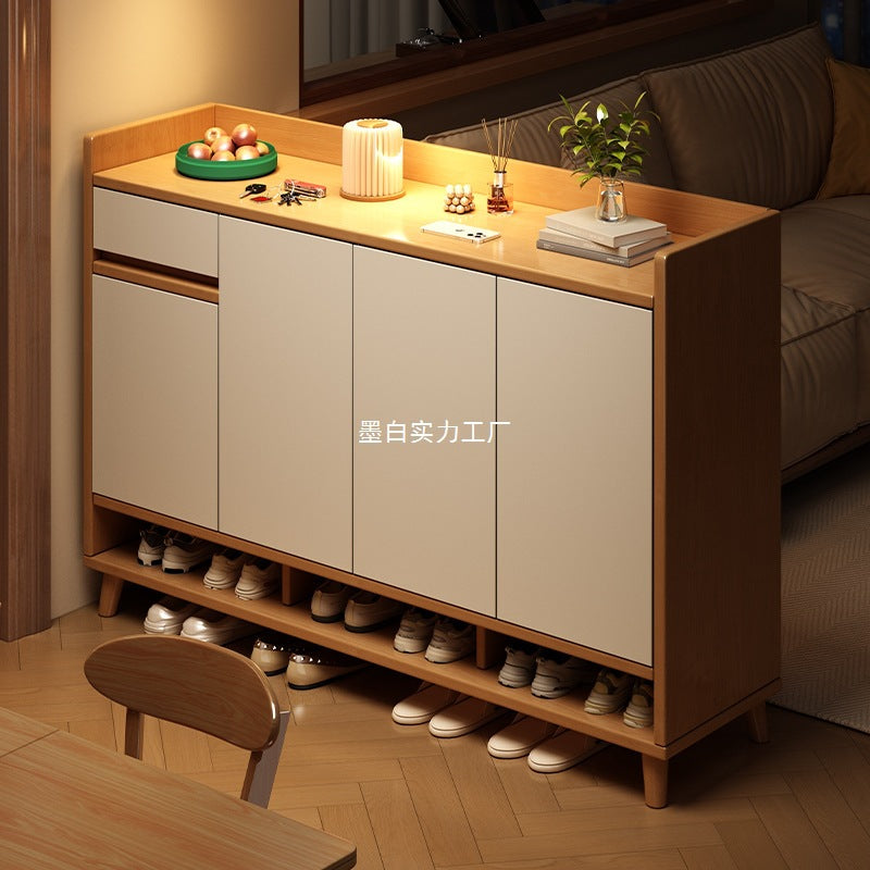 Solid wood shoe cabinet, indoor corridor at the entrance of the home, large-capacity new entry entrance cabinet, light luxury shoe rack
