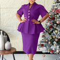 D3358 cross-border women's fashion elegant ruffle v-neck bodycon mini dress - plus size african style
