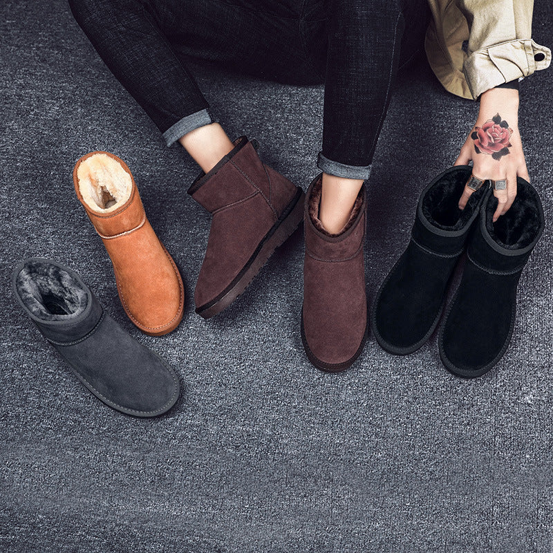 Foreign trade cotton slippers men's winter couple bag heel velvet stepping on shit thickened warm cotton shoes snow boots wholesale