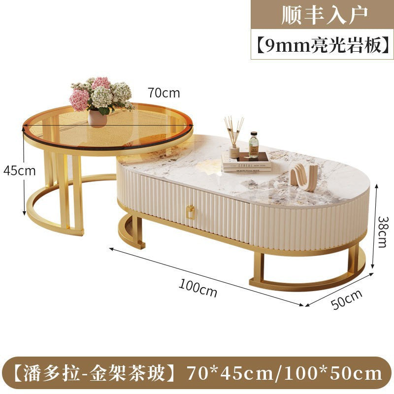 Cream style slate coffee table living room for homeaccessible luxury modern casual small apartment tea table popularfor home living room coffee table