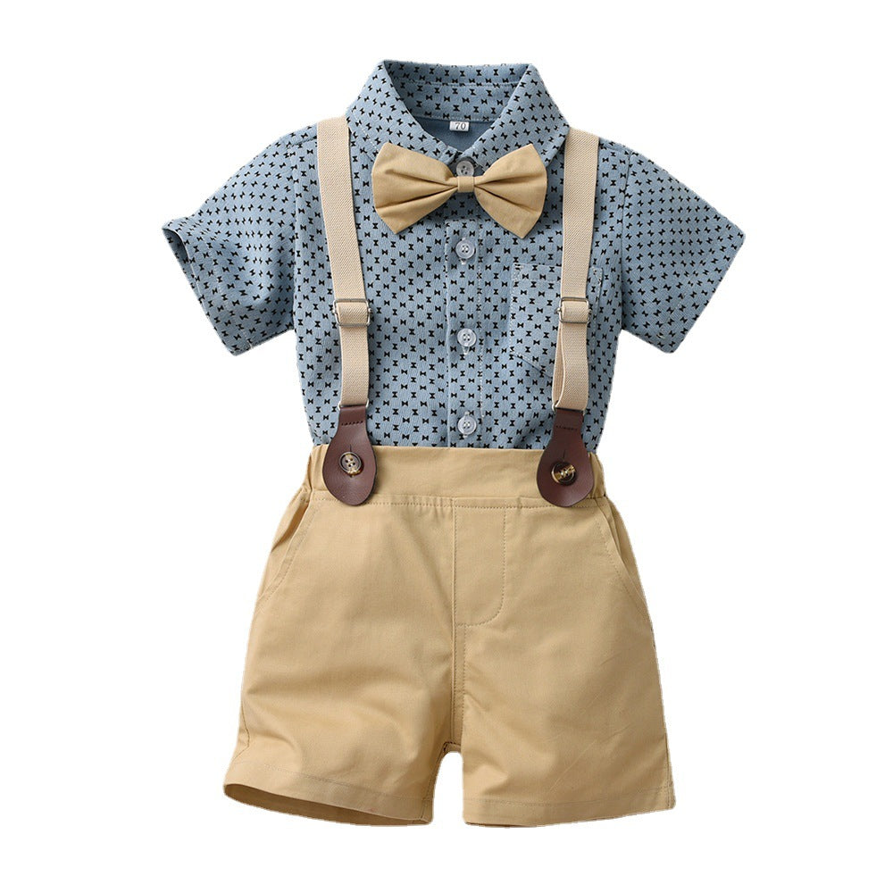 Boys' summer outfit set: new stylish baby trendy fashionable shirt, short-sleeve children's shirt, summer boys' shirt