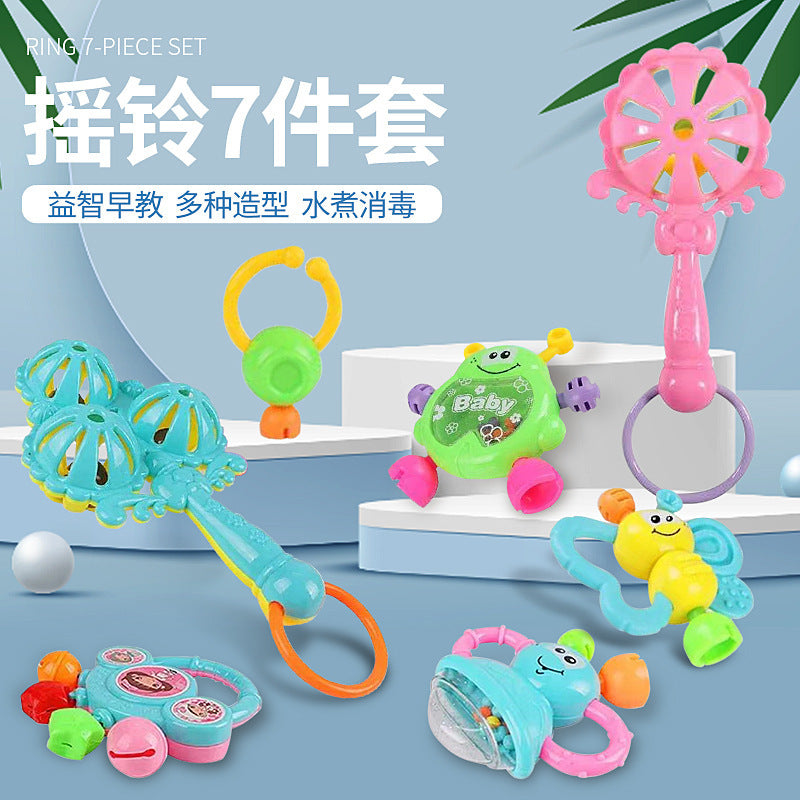 Baby Rattle Toy Creative Educational Early Education Baby Grasp Toddler Soothing Props Bite Tooth Glue Bell Set