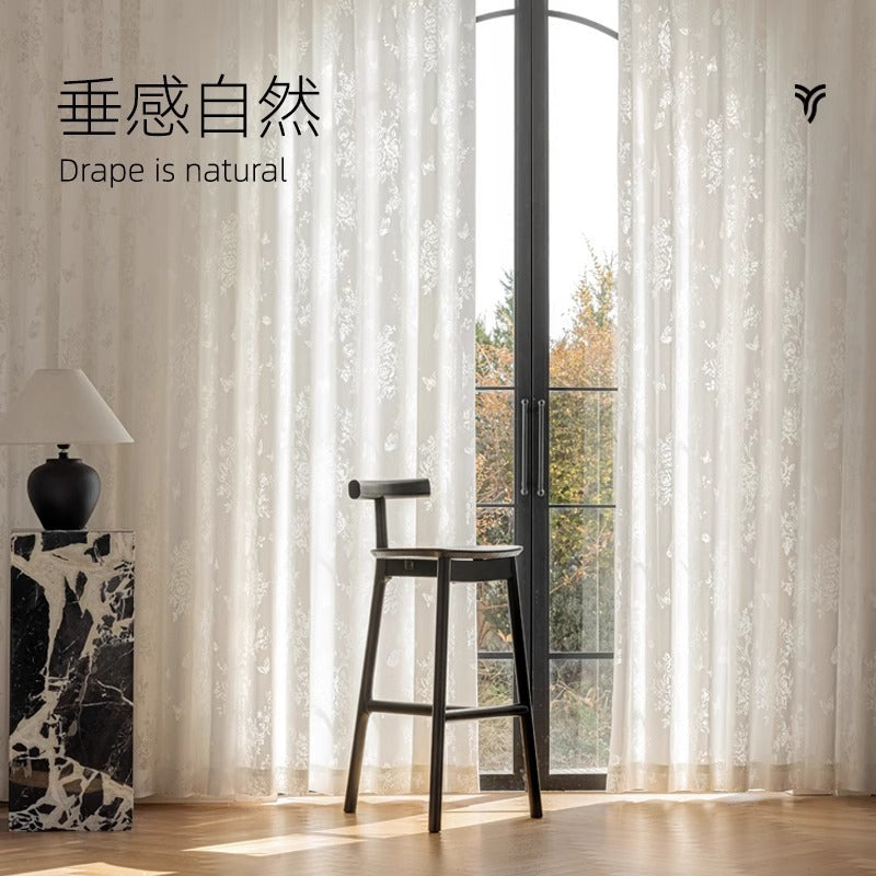 New arrivalfrenchretro butterfly window screen light-transmitting gauze curtain high-end decorative gauze shaoxing keqiao curtain wholesale
