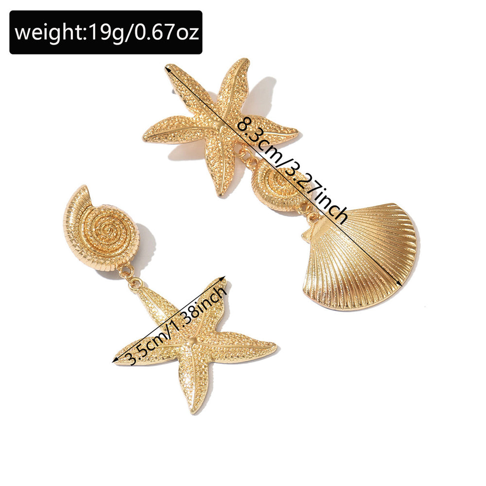 Wholesale seaside earrings: european and american cross-border jewelry, beach vacation style, metal starfish fashion, trendy ins seashell earrings for women