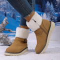 Cotton shoes fleece-linedheattechwinter snow boots women's belt buckle new style side zipper large size wholesale