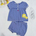 Export original order new arrival baby girl spring summer short-sleeved shorts rust small flower casualseparatessuit