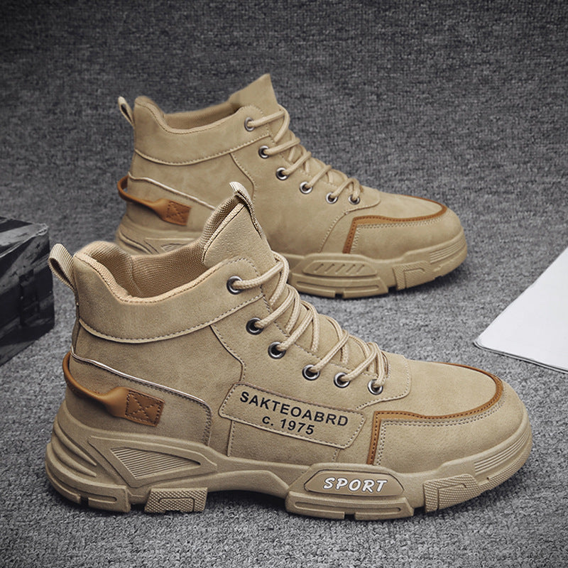 Autumn spring men's shoes high-top boots rhubarb workwear boots snow boots mid-top cotton shoes trendy shoes men's boots british style