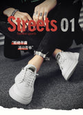 Men's slip-on loafers - spring breathable aviator casual shoes - men's athletic flat shoes - non-slip waterproof white leather shoes
