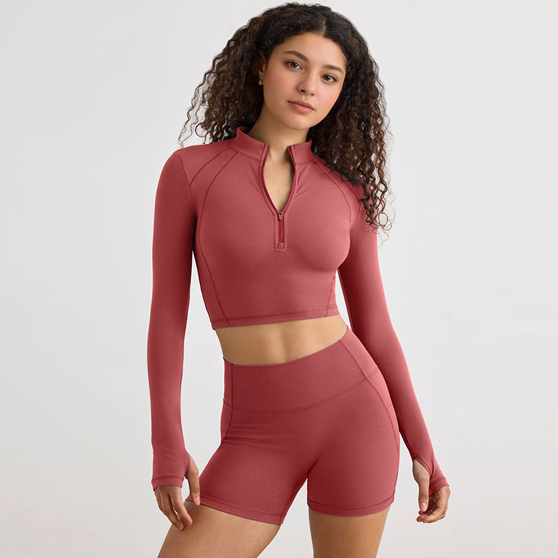 quick-drying nude yoga shorts, butt-lifting fitness three-quarter pants, tight high waist running sports shorts for women outwear