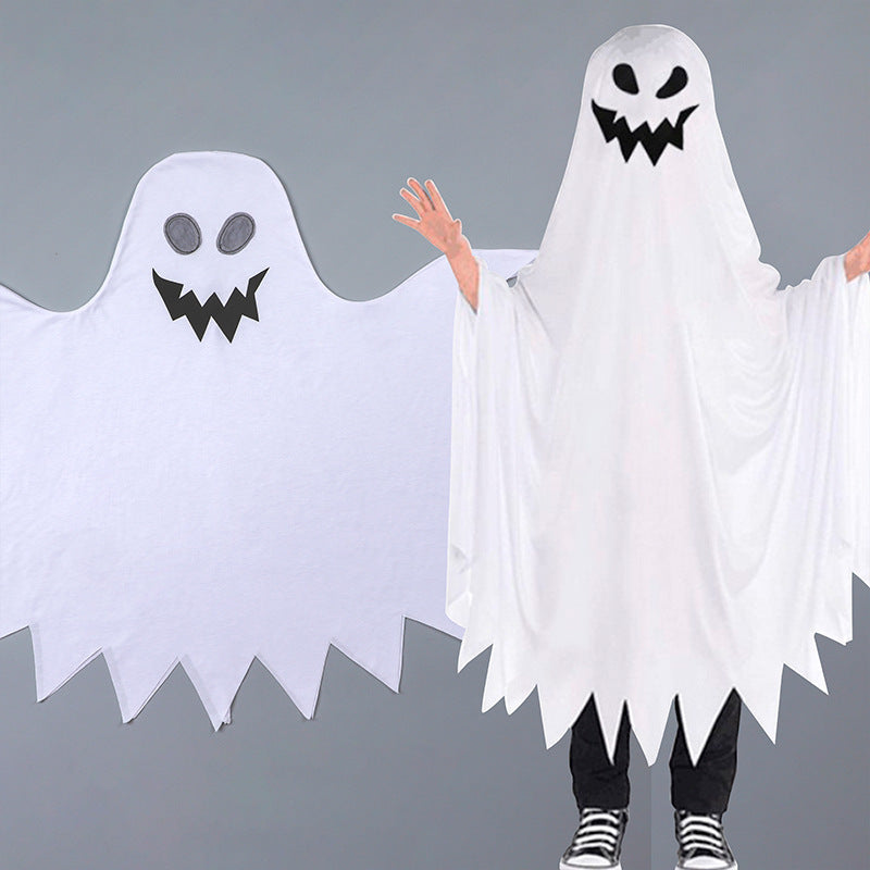 New halloween ghost face kids costume - cape character cosplay elf white ghost outfit