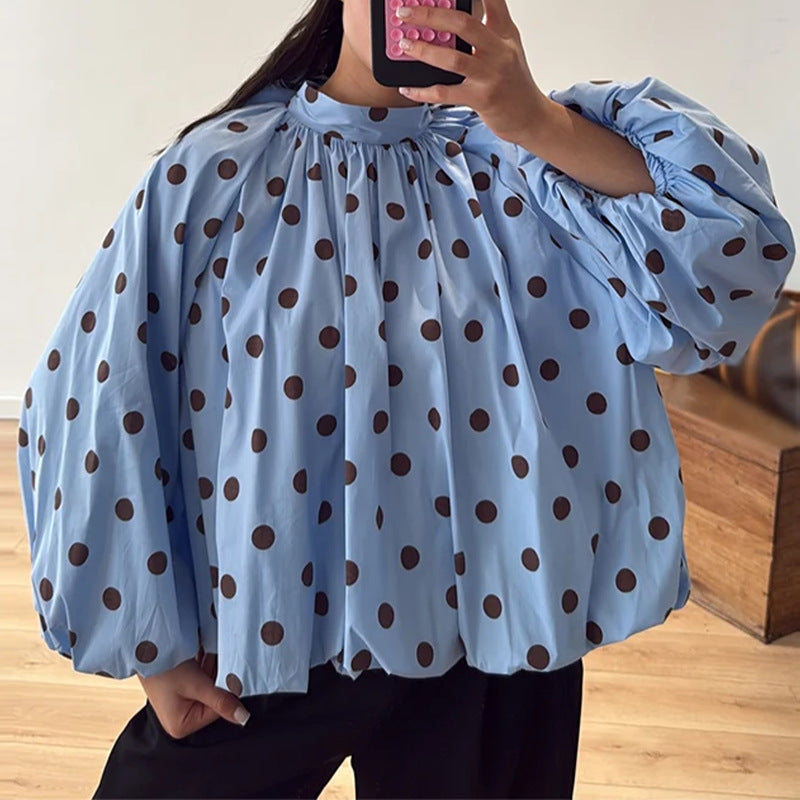 cross-border european and american women's clothing: new summer tops - fashionable, relaxed polka dot tie-back backless blouse