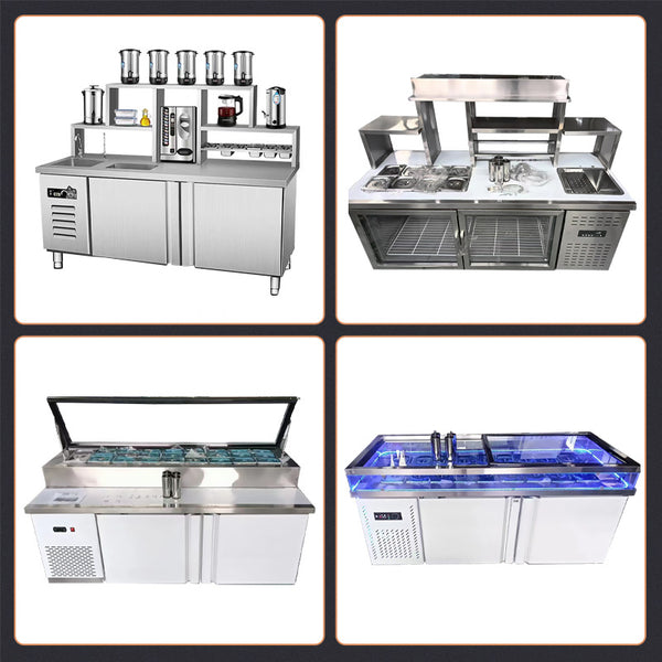 Water bar, special-shaped fresh-keeping workbench, refrigerated cabinet, commercial stainless steel operation table, milk tea bar, water bar