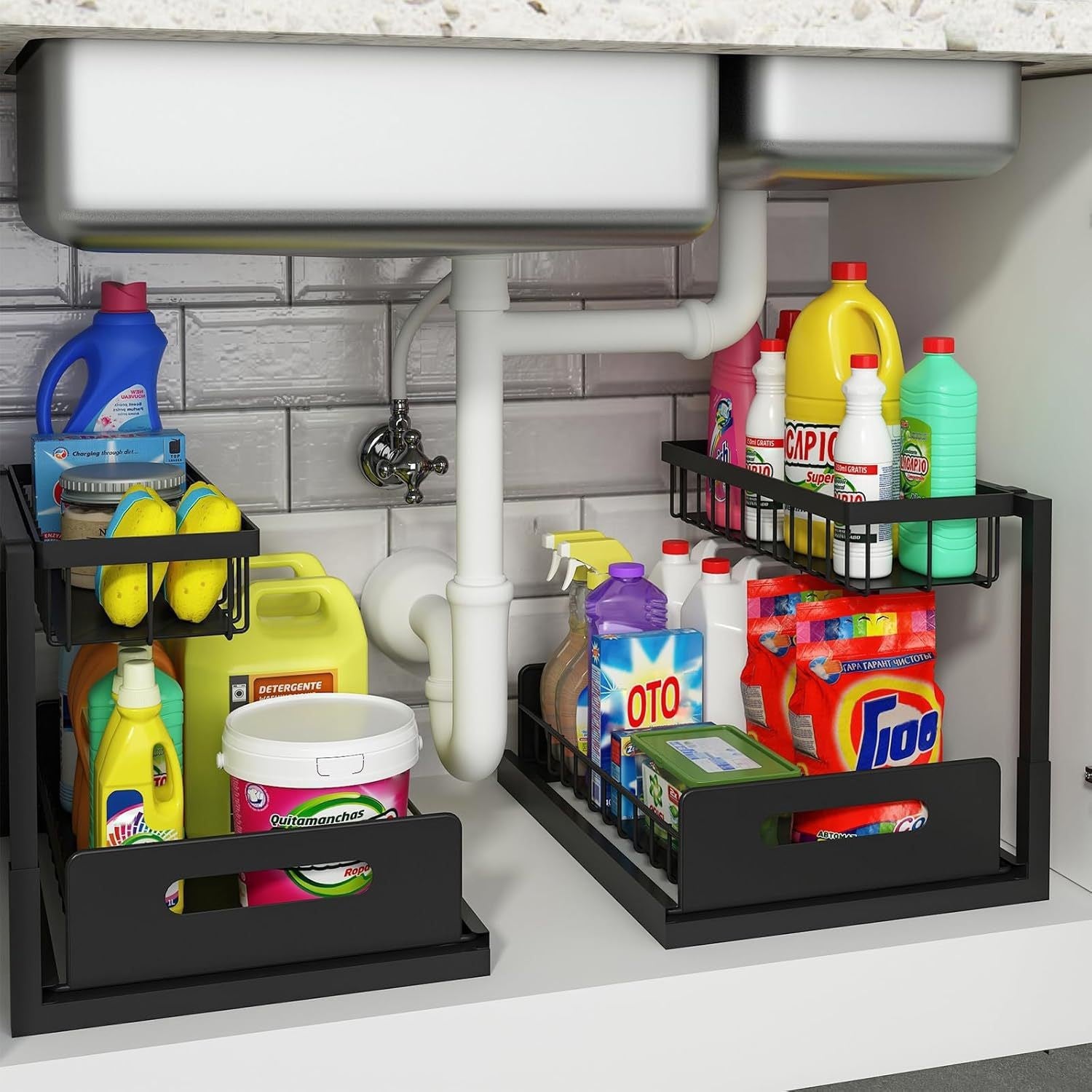 Spot Cross-border Kitchen Storage Shelf Under Sink Storage Pull-out Basket Multifunctional Kitchen Seasoning Rack Storage Rack