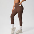 New arrival cross-border pure color double-sided brushed tight high waist high elastic breathable yoga pants sports running fitness yoga clothes