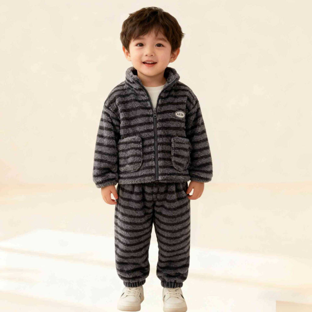 Boys' pajamas - new  collection - kids' coral fleece loungewear - autumn/winter boys' big kids' fleece-lined thickened set