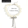 European and american cross-border imitation pearl necklace for women, personalized sweet and cool diamond-encrusted tassel bow choker, high-end collarbone chain