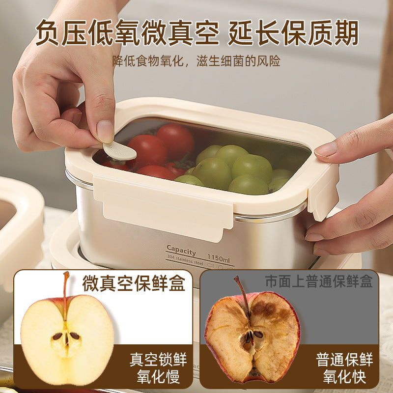 304 stainless steel food storage container - food grade, large capacity, divided lunch box for fruits, bento, rice, with lids and airtight seals