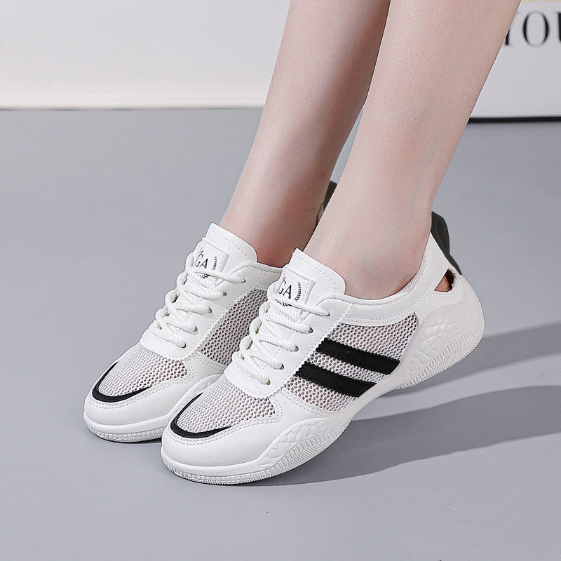 Mesh hollow-out white sneakers - student style, new spring/summer 2025 collection, flat, breathable casual shoes, street style g8992