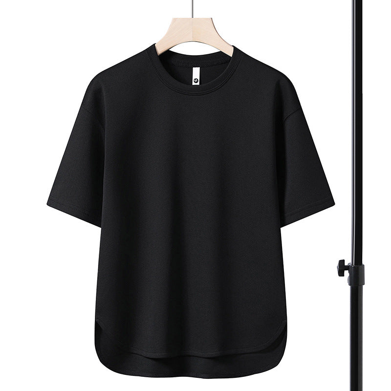 summer boys' short-sleeve set: versatile solid color sports t-shirt & quick-dry, breathable shorts (5-pocket)