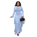 European and american women's clothing  autumn new sweet and fresh turtleneck flared sleeve high-waisted slimming bodycon maxi dress