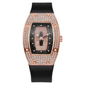 Honghong wine barrel-shaped diamond-encrusted quartz tape women's watch fashiontrendyelegant women's watch silicone watch wholesale