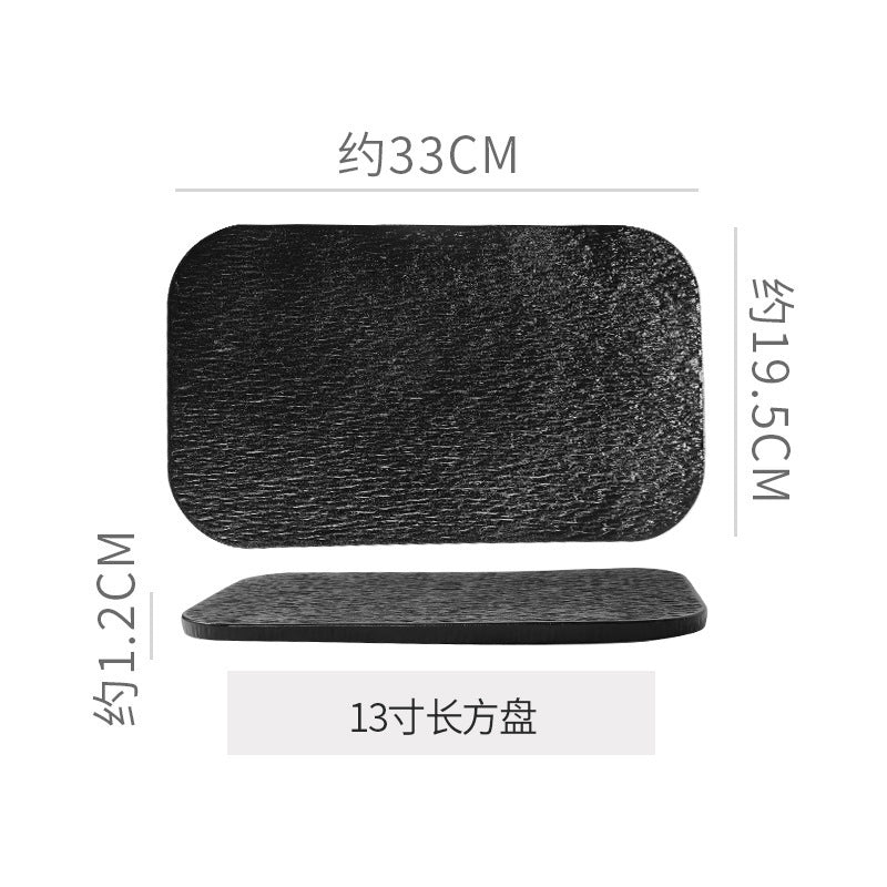 Embossed rock texture flat plate - creative & unique ceramic dinner plate for restaurants & hotels - high-style serving dish