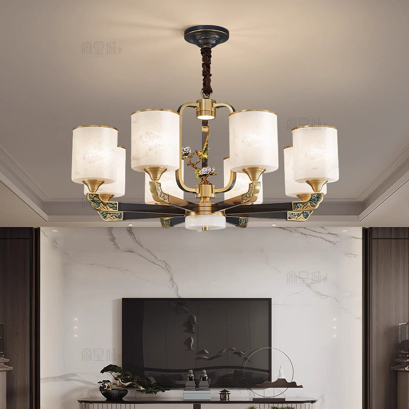 [All copper + Spanish marble] New Chinese chandelier 2024 new high-end Chinese style home living room lamp
