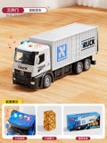 Kids' extra-long big truck toy - alloy semi-truck with container, trailer, and forklift