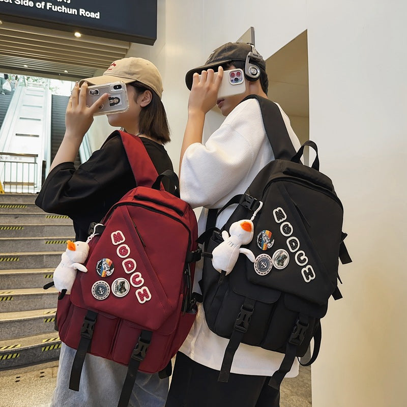 New casual junior high school college student backpack men's simple large-capacity schoolbag travel lightweight trendy backpack women