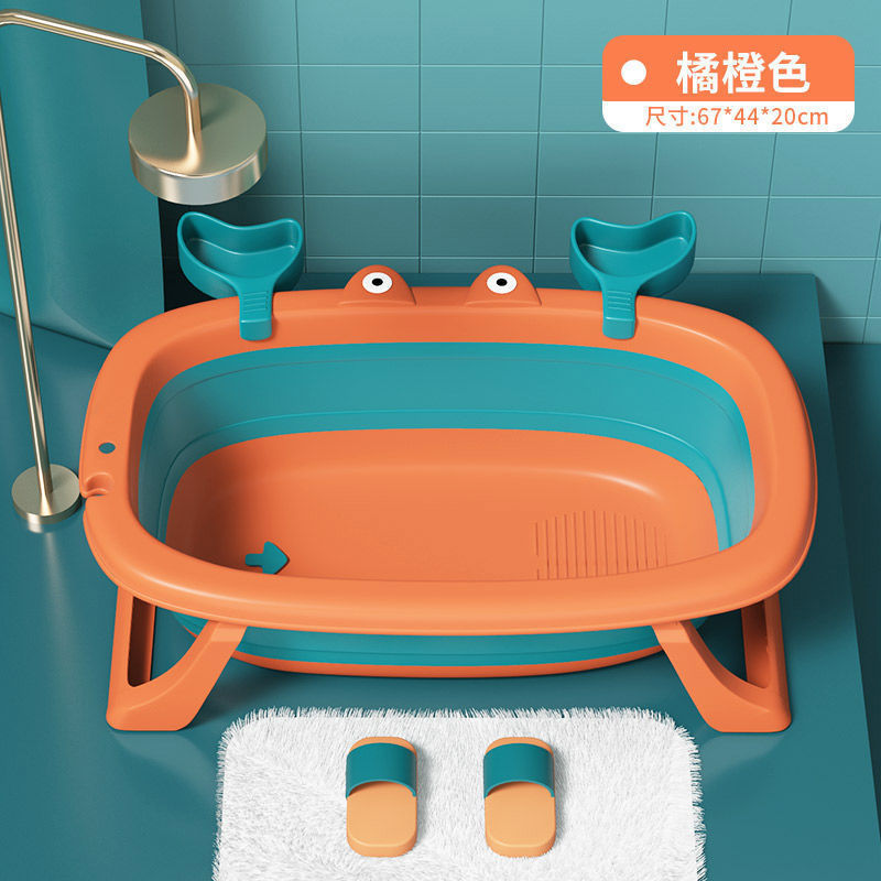 Foldable baby bathtub - plastic baby bath tub for infants and toddlers - small size, sit & lie down design - home use, newborn & infant supplies