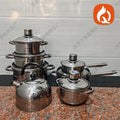 Thermometer suit pot export africa stainless steel multi bottom 14-piece pot set non-stick frying pan milk pot soup pot cookware
