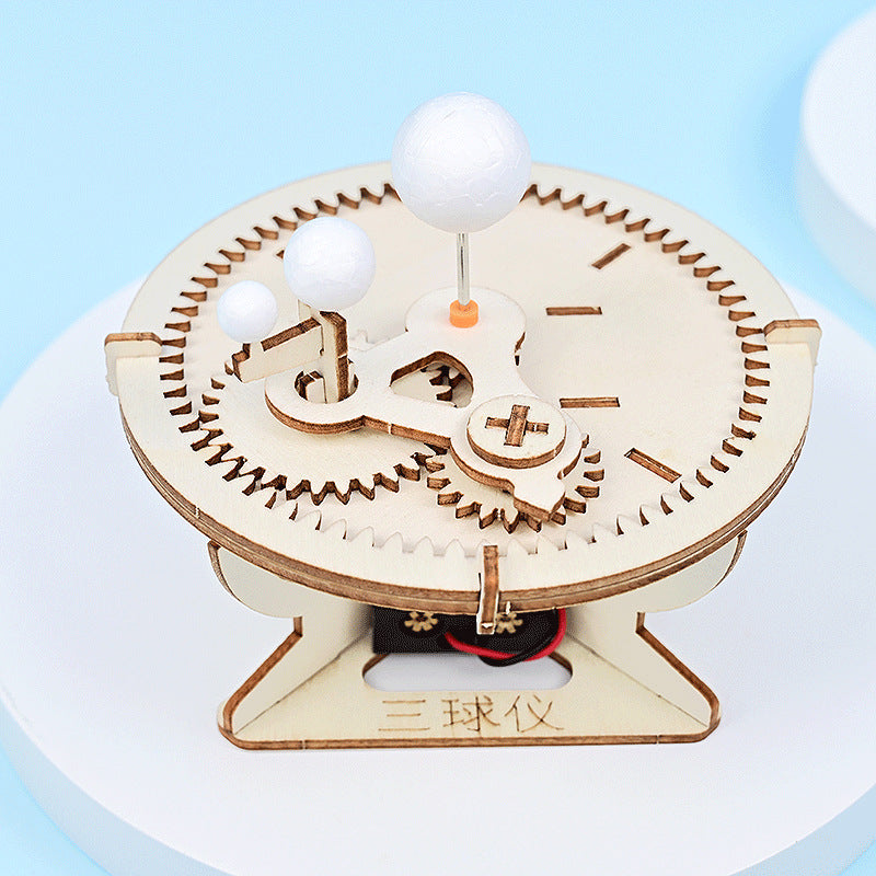 Sun, Earth and Moon Three-sphere Instrument for Primary School Students Science Small Experiment Puzzle Astronomy Popular Science Handmade Technology Small Production Material Package