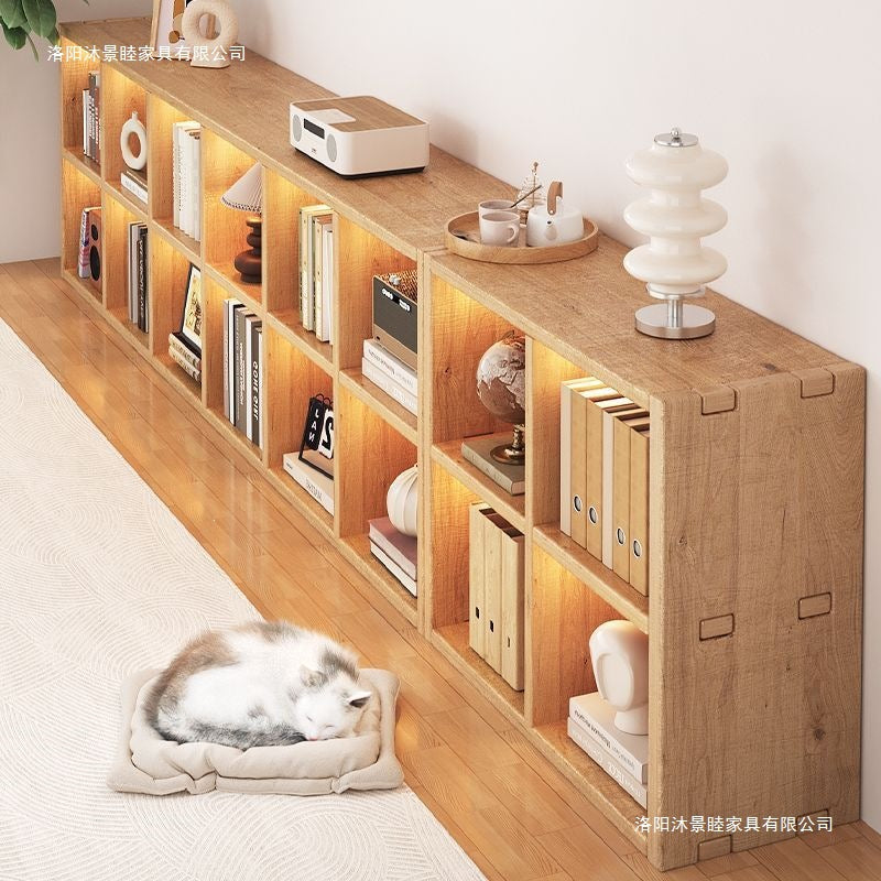 Solid wood storage rack floor-standing wall bookcase combination storage cabinet kindergarten cabinet storage cabinet for home plaid cabinet