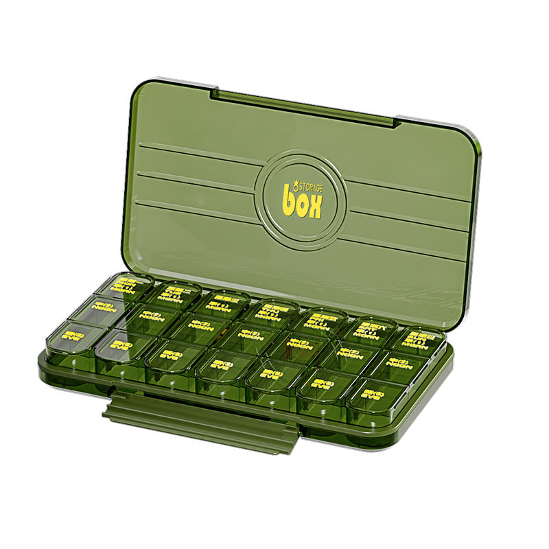 Portable and portable medicine box seven days a week, medicine dispenser,  new large font medicine reminder medicine box