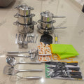 African 35-piece pot set thickened double bottom stainless steel suit pot cross-border 15pcs/45pcs cookware combination pots