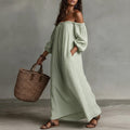 resort style dress - cross-border european & american women's clothing - casual loose one-shoulder maxi dress