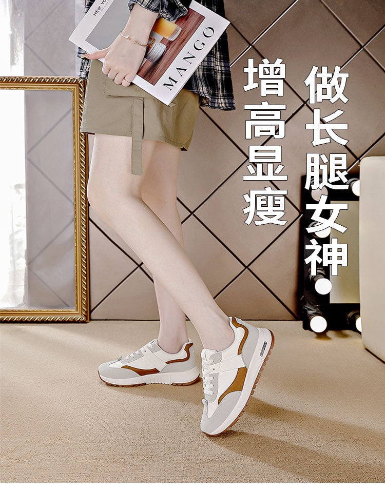 plus size women's shoes new arrival leather sneakers women's k-styleeasiest for matchflatscasual soft bottom running dad shoes