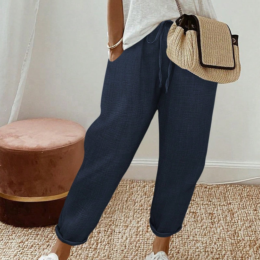 women's clothing  pure color drawstring loosecasualstraight-leg pants workwear pants elegantwork clothing